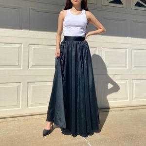Vintage Black Satin Evening Maxi Skirt